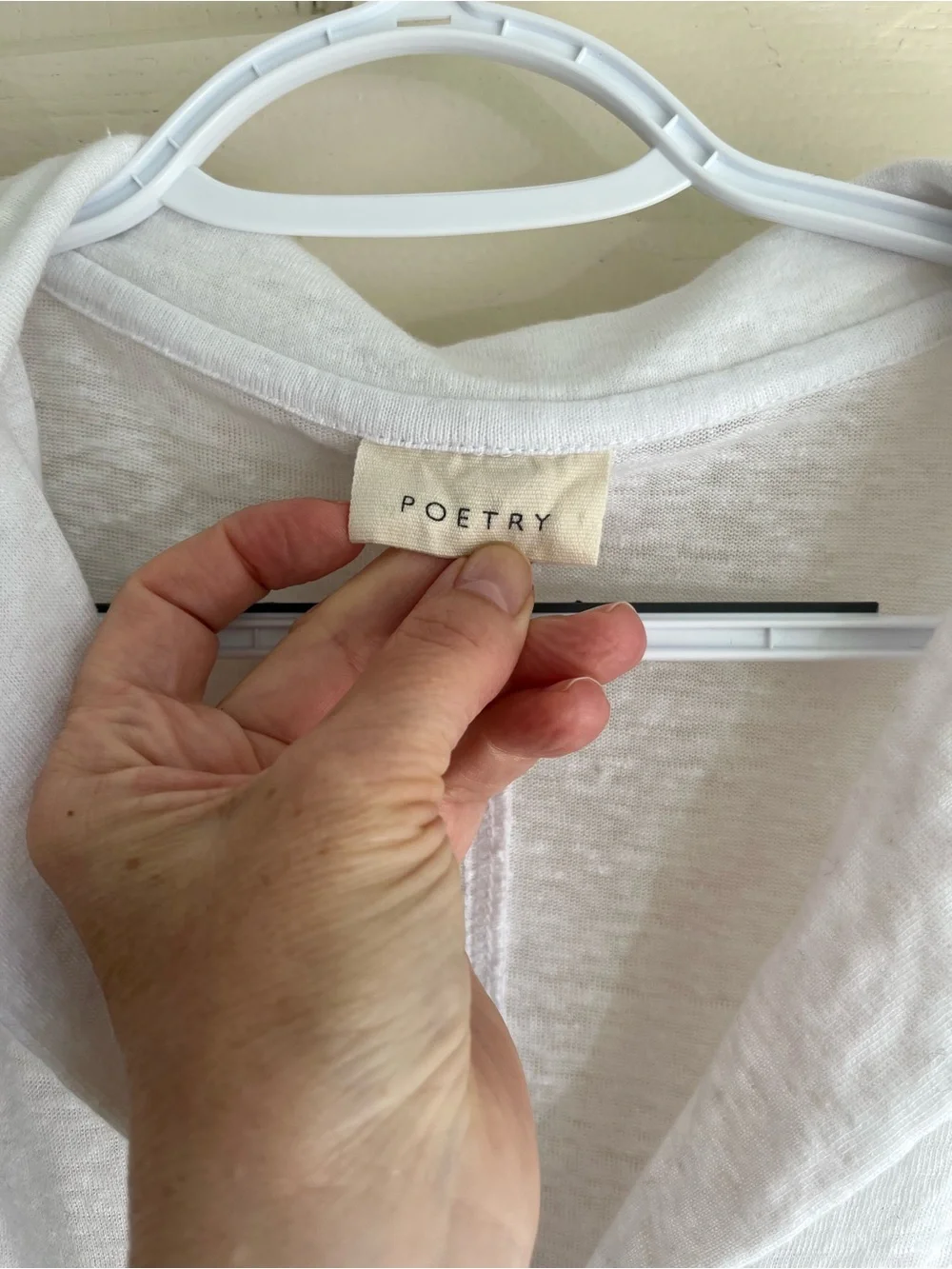Poetry White Short-Sleeve Boxy Linen Button Down Shirt Size Large (12) - Picture 2 of 6